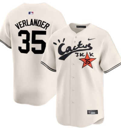 Justin Verlander 35 Cactus Jack Foundation Fall Jersey Cream Alternate