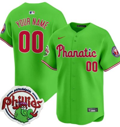 Custom Phillies Jersey Phanatic Patch Vapor Premier Limited Stitched Green
