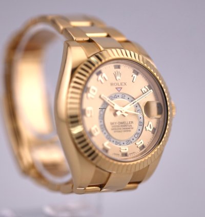Rolex Sky-dweller 2017 Skydweller Yellow Gold Champange Arabic Dial 326938