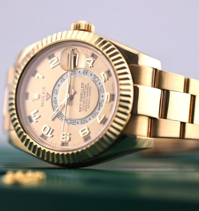 Rolex Sky-dweller 2017 Skydweller Yellow Gold Champange Arabic Dial 326938