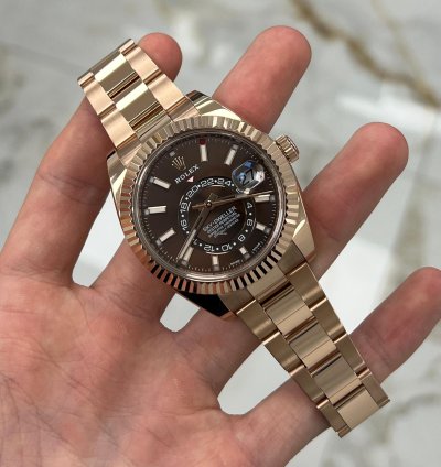 Rolex Sky-dweller 2021 Rose Gold Sky-dweller Chocolate Dial Unworn Box And Papers 326935