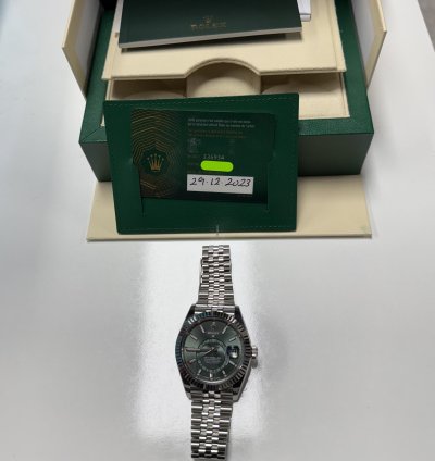 Rolex Sky-dweller 2023 White Gold And Steel Mint Green Dial Jubile Brazalet