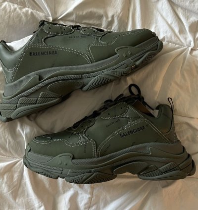 Balenciaga Triple Allover Logo Olive Green Size 45 12 Kaki