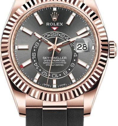 Rolex Sky-dweller 326235 Sky-dweller Rose Gold Rhodium Gray Dial Oysterflex