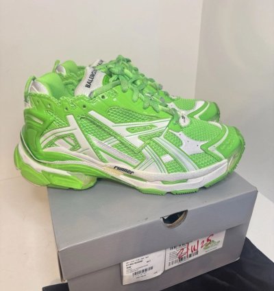 Balenciaga Upper Mesh Rubber Runner In Fluo Green White