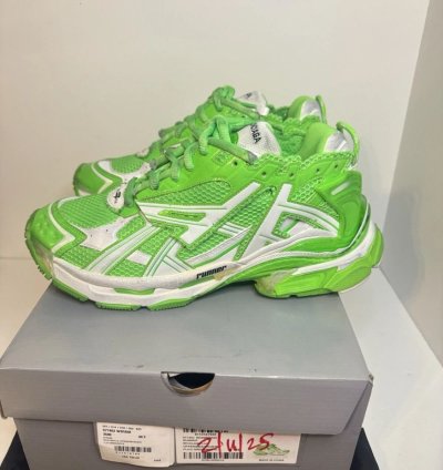 Balenciaga Upper Mesh Rubber Runner In Fluo Green White