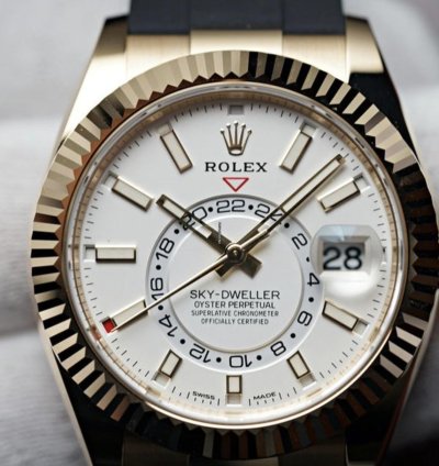 Rolex Sky-dweller 326238 Oyster Flex Wei 2022 Neu Full Set