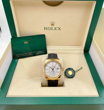 Rolex Sky-dweller 326238 Yellow Gold White Dial Oysterflex Unworn 2023
