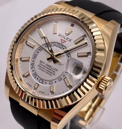 Rolex Sky-dweller 326238 Yellow Gold White Dial Oysterflex Unworn 2023