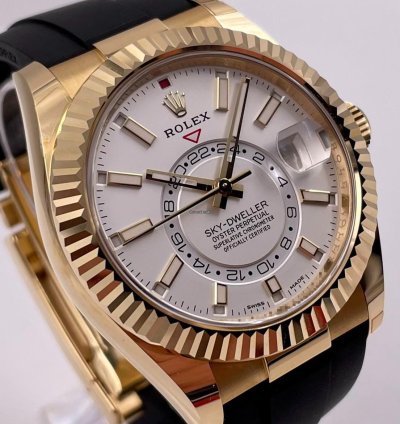 Rolex Sky-dweller 326238 Yellow Gold White Dial Oysterflex Unworn 2023