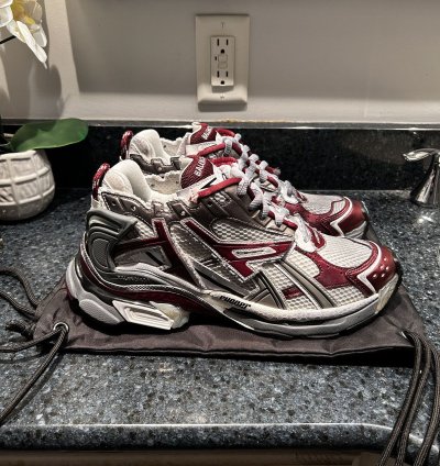 New Balenciaga Runner Track White Red Size 42 9us