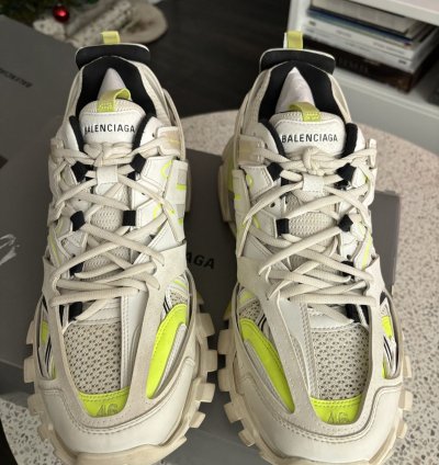 New Balenciaga Track Sneaker Worn Out White Fluo Yellow