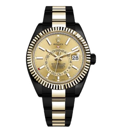 Rolex Sky-dweller 326933 Oyster Band Black Pvd Dlc Coated 18k Gold Steel Watch