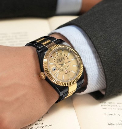 Rolex Sky-dweller 326933 Oyster Band Black Pvd Dlc Coated 18k Gold Steel Watch