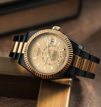 Rolex Sky-dweller 326933 Oyster Band Black Pvd Dlc Coated 18k Gold Steel Watch