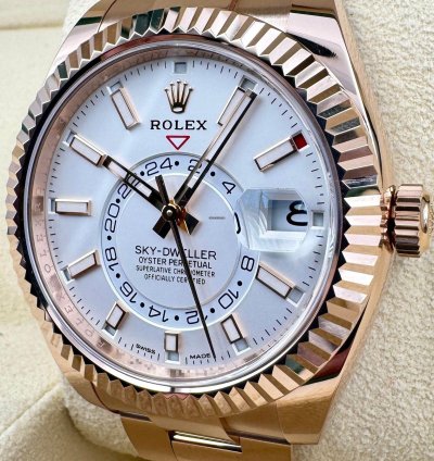 Rolex Sky-dweller 326935 Rose Gold White Dial Unworn 2023