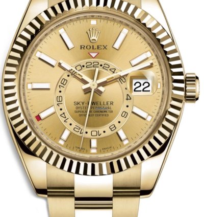 Rolex Sky-dweller 326938 Sky-dweller 42mm 18k Yellow Gold Champ Stick Dial
