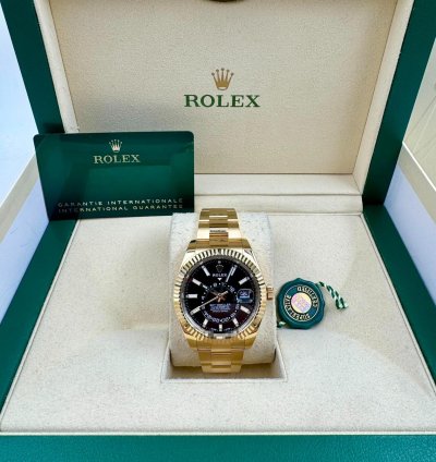Rolex Sky-dweller 326938 Yellow Gold Black Dial Unworn 2023