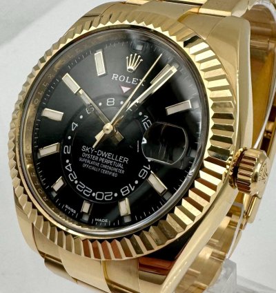 Rolex Sky-dweller 326938 Yellow Gold Black Dial Unworn 2023
