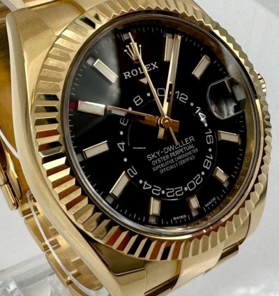 Rolex Sky-dweller 326938 Yellow Gold Black Dial Unworn 2023