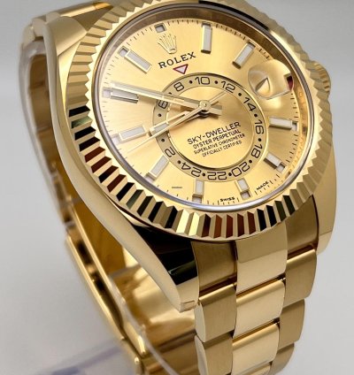 Rolex Sky-dweller 326938 Yellow Gold Champagne Dial