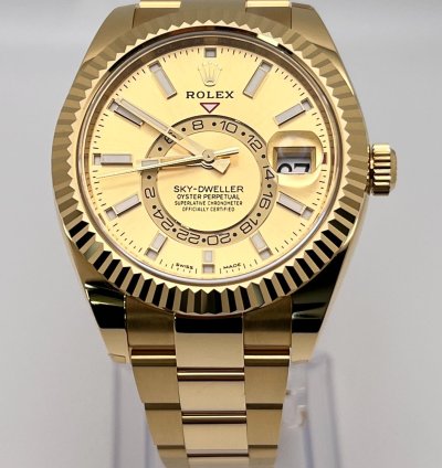 Rolex Sky-dweller 326938 Yellow Gold Champagne Dial