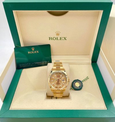 Rolex Sky-dweller 326938 Yellow Gold Champagne Dial Unworn 2023