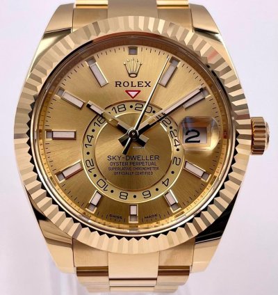 Rolex Sky-dweller 326938 Yellow Gold Champagne Dial Unworn 2023