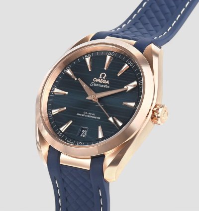 Omega Seamaster Aqua Terra Co-axial Master Blue Dial 18k Rose Gold