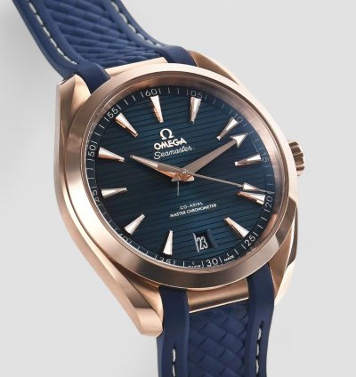 Omega Seamaster Aqua Terra Co-axial Master Blue Dial 18k Rose Gold