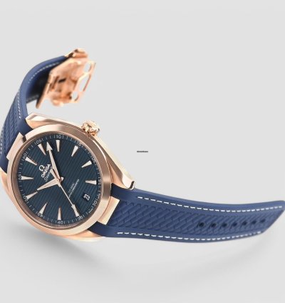 Omega Seamaster Aqua Terra Co-axial Master Blue Dial 18k Rose Gold