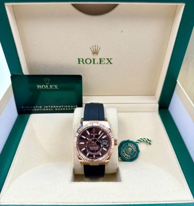 Rolex Sky-dweller 336235 Rose Gold Chocolate Dial Oysterflex Unworn 2024