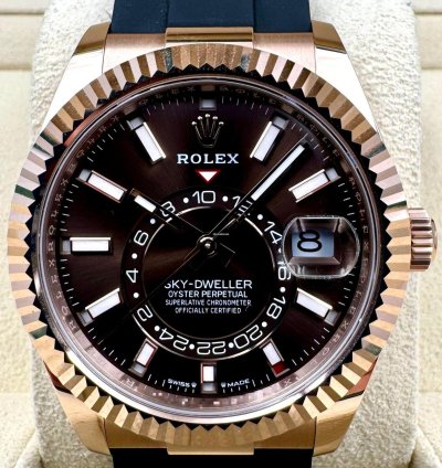 Rolex Sky-dweller 336235 Rose Gold Chocolate Dial Oysterflex Unworn 2024