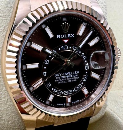 Rolex Sky-dweller 336235 Rose Gold Chocolate Dial Oysterflex Unworn 2024