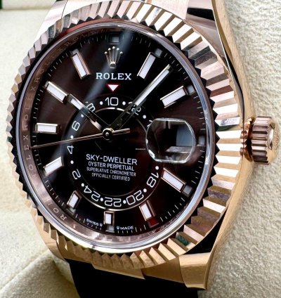Rolex Sky-dweller 336235 Rose Gold Chocolate Dial Oysterflex Unworn 2024