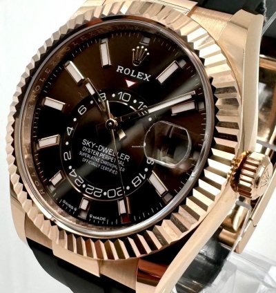 Rolex Sky-dweller 336235 Rose Gold Chocolate Dial Oysterflex Unworn 2024