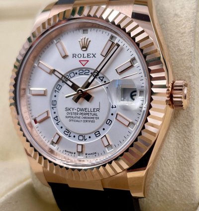 Rolex Sky-dweller 336235 Rose Gold White Dial Oysterflex Unworn 2024