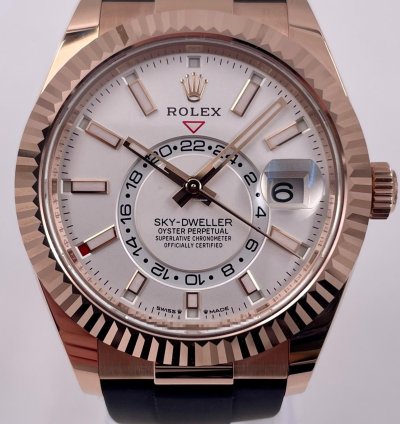 Rolex Sky-dweller 336235 Rose Gold White Dial Oysterflex Unworn 2024