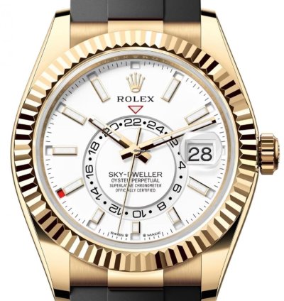 Rolex Sky-dweller 336238 Yellow Gold White Dial Oysterflex Unworn 2024
