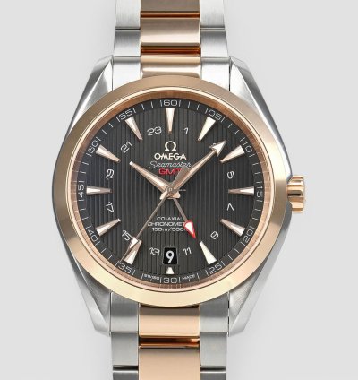 Omega Seamaster Aqua Terra Gmt Automatic Grey Dial Two-tone Men Watch