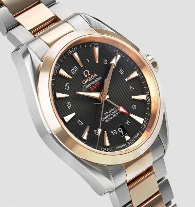 Omega Seamaster Aqua Terra Gmt Automatic Grey Dial Two-tone Men Watch