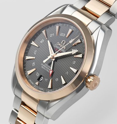 Omega Seamaster Aqua Terra Gmt Automatic Grey Dial Two-tone Men Watch