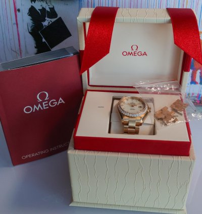 Omega Seamaster Aqua Terra Teaked Diamond Dial 231 55 34 20 55 001 34mm 18k Yg Womens Watch