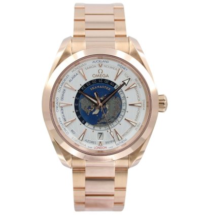 Omega Seamaster Aqua Terra Worldtimer 150 43 Mm Sedna Gold Mit Goldband 220 50 43 22 02 001