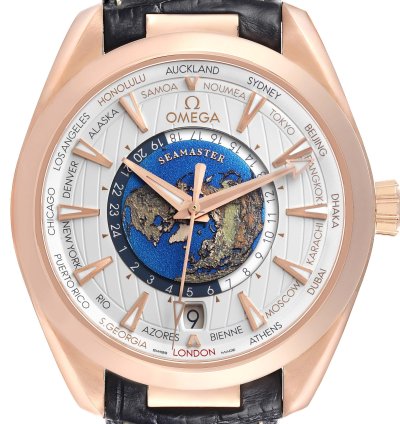 Omega Seamaster Aqua Terra Worldtimer 43 Worldtimer Rose Gold Mens Watch 220 53 43 22 02 001