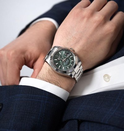 Rolex Sky-dweller 336934 Stainless Steel Green Index Dial 42 Mm