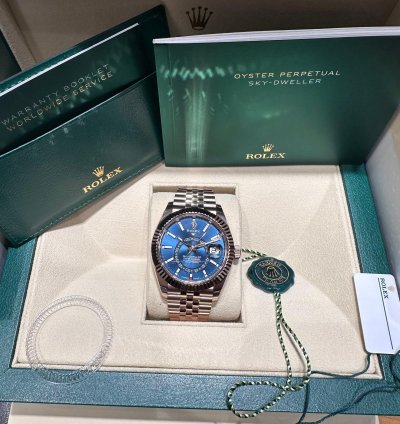 Rolex Sky-dweller 336935 Jubilee Band Rose Gold With Blue Green Dial
