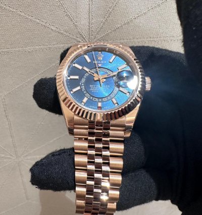 Rolex Sky-dweller 336935 Jubilee Band Rose Gold With Blue Green Dial