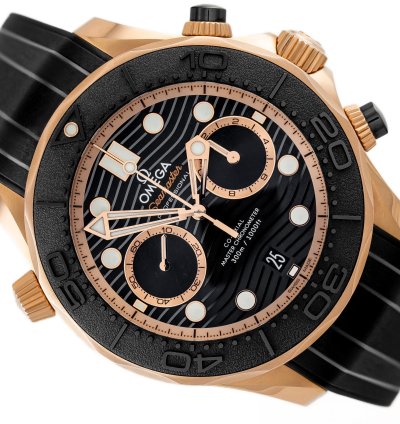 Omega Seamaster Diver 300 Chronograph Rose Gold 18k Ref 210 62 44 51 01 001 Full Set