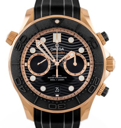 Omega Seamaster Diver 300 Chronograph Rose Gold 18k Ref 210 62 44 51 01 001 Full Set